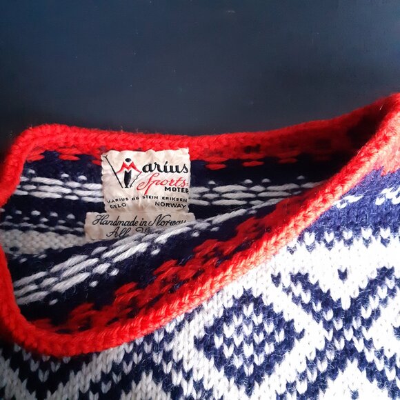Marius Sports Handmade Norwegian Fair Isle Vintage Wool Pullover - Picture 8 of 15